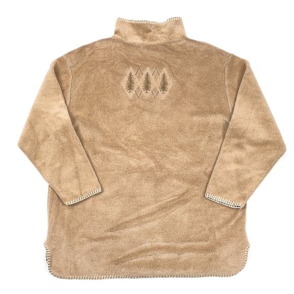VTG Embroidered Tree Deep Pile Fleece Turtleneck - Picture 1 of 5